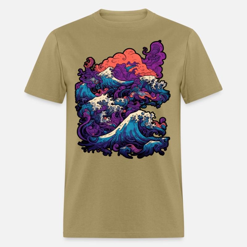 Tsunami wave japanese art, low colour palette