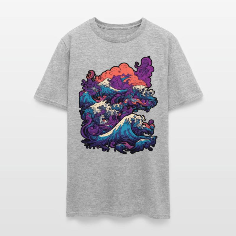 Tsunami wave japanese art, low colour palette