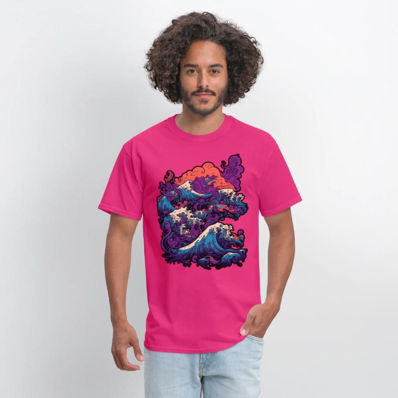 Tsunami wave japanese art, low colour palette