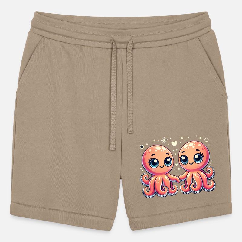 Two Cute Octopus Friends Holding Hands