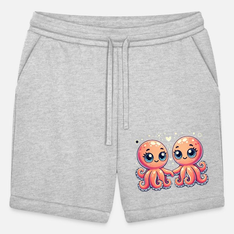 Two Cute Octopus Friends Holding Hands