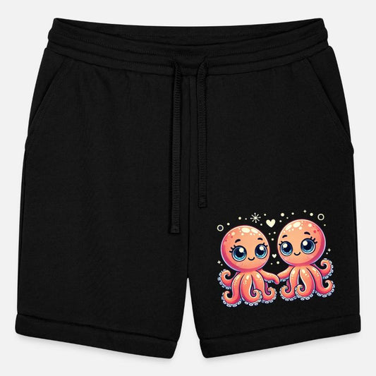 Two Cute Octopus Friends Holding Hands