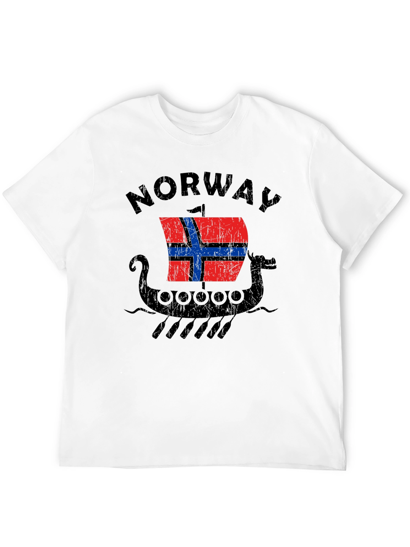 Norway Viking Ship T-Shirt - Distressed Graphic Tee