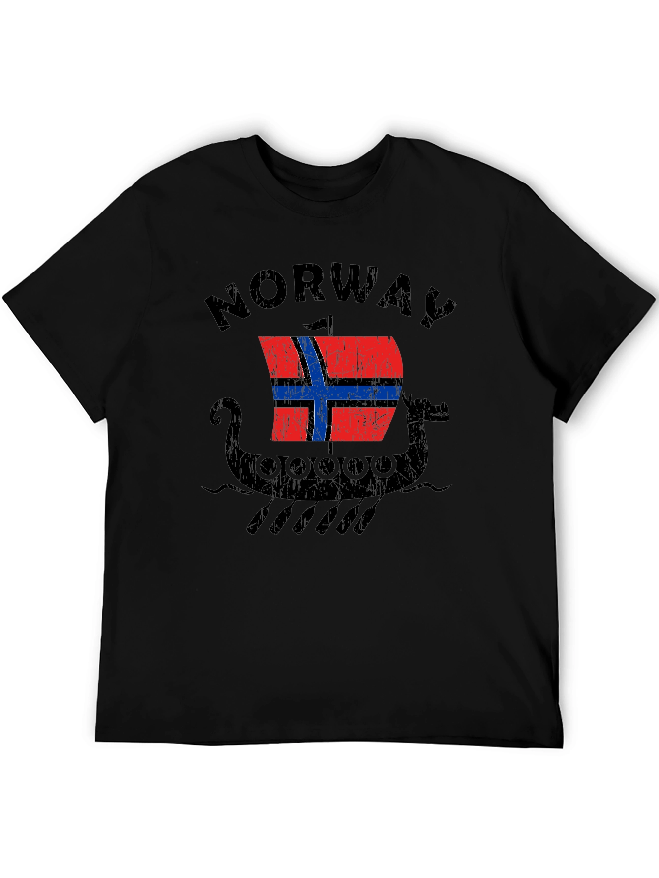 Norway Viking Ship T-Shirt - Distressed Graphic Tee