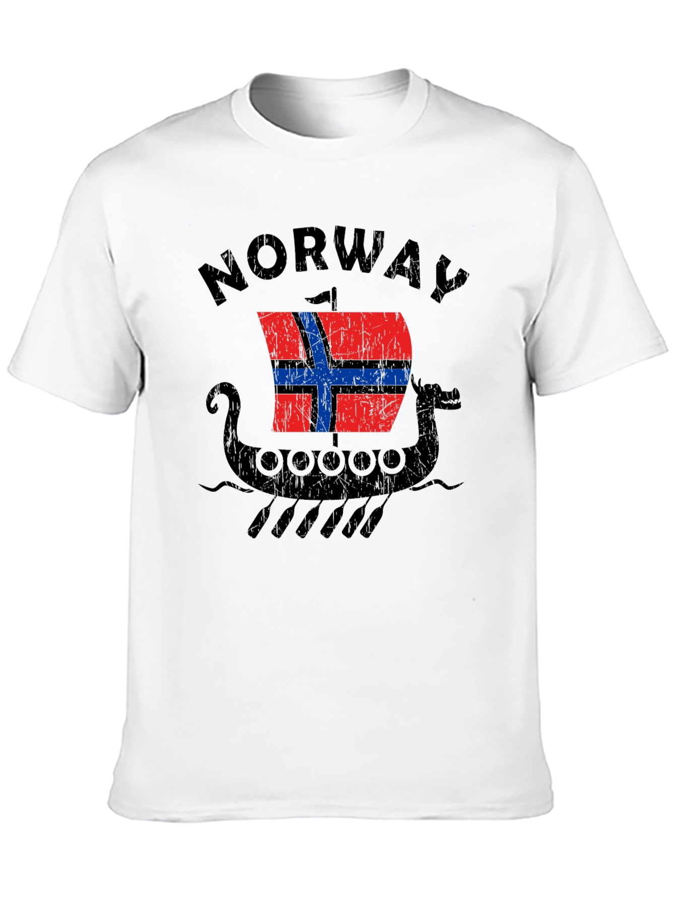 Norway Viking Ship T-Shirt - Distressed Graphic Tee