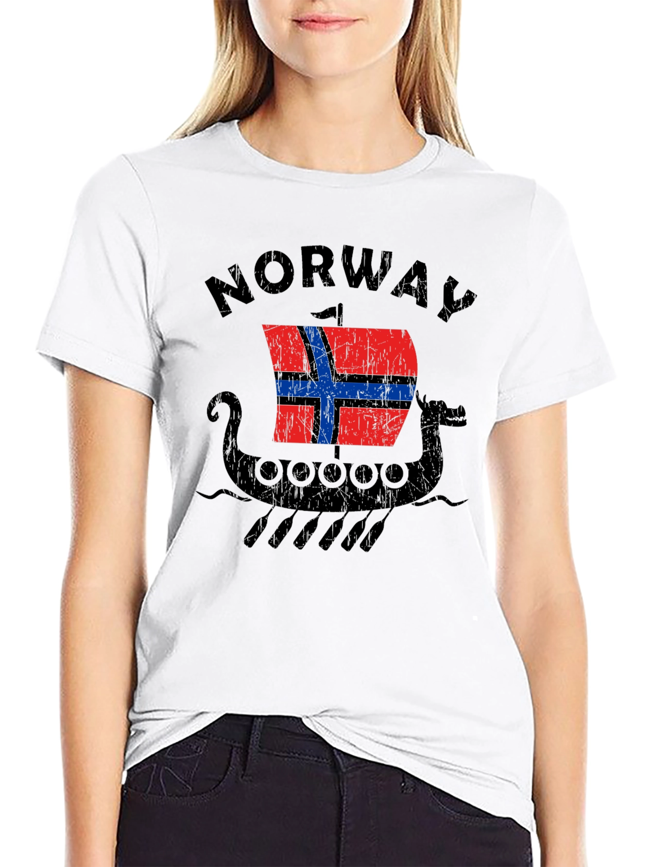 Norway Viking Ship T-Shirt - Distressed Graphic Tee