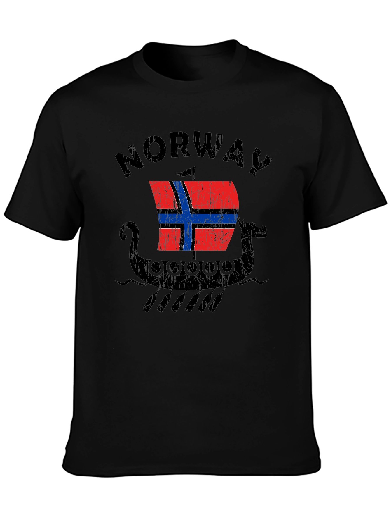 Norway Viking Ship T-Shirt - Distressed Graphic Tee