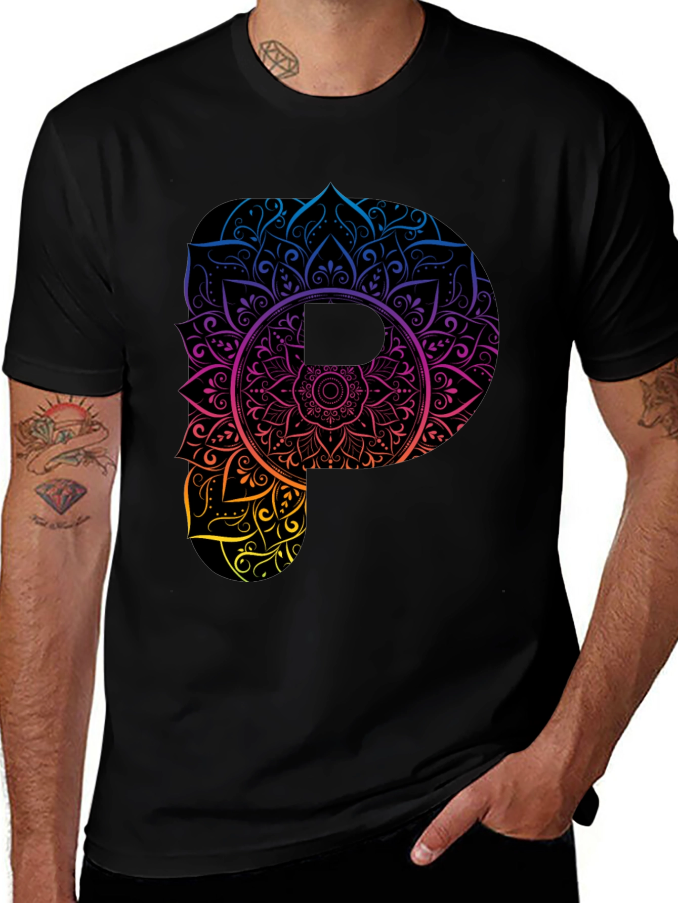 Mandala P Graphic Black T-Shirt