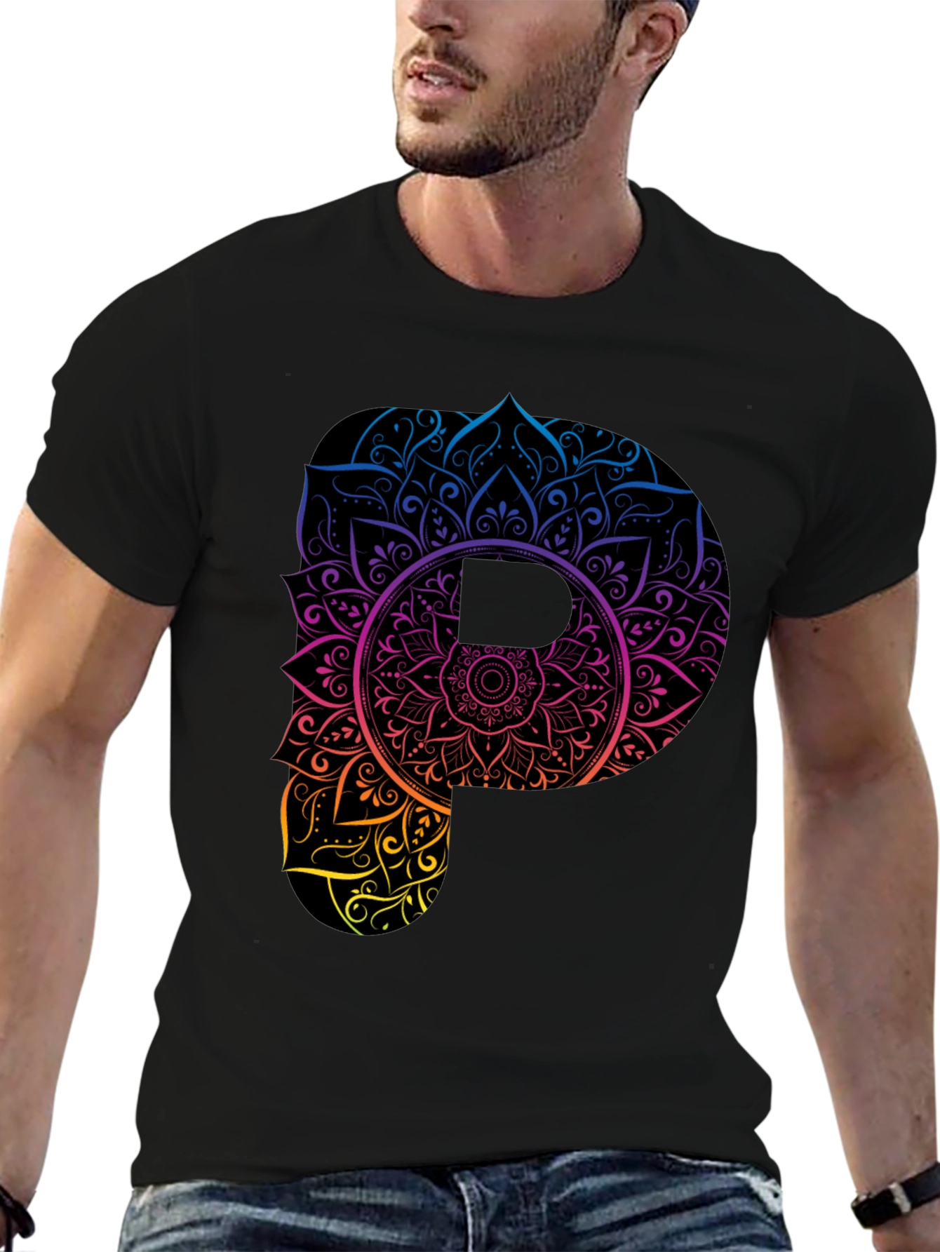 Mandala P Graphic Black T-Shirt