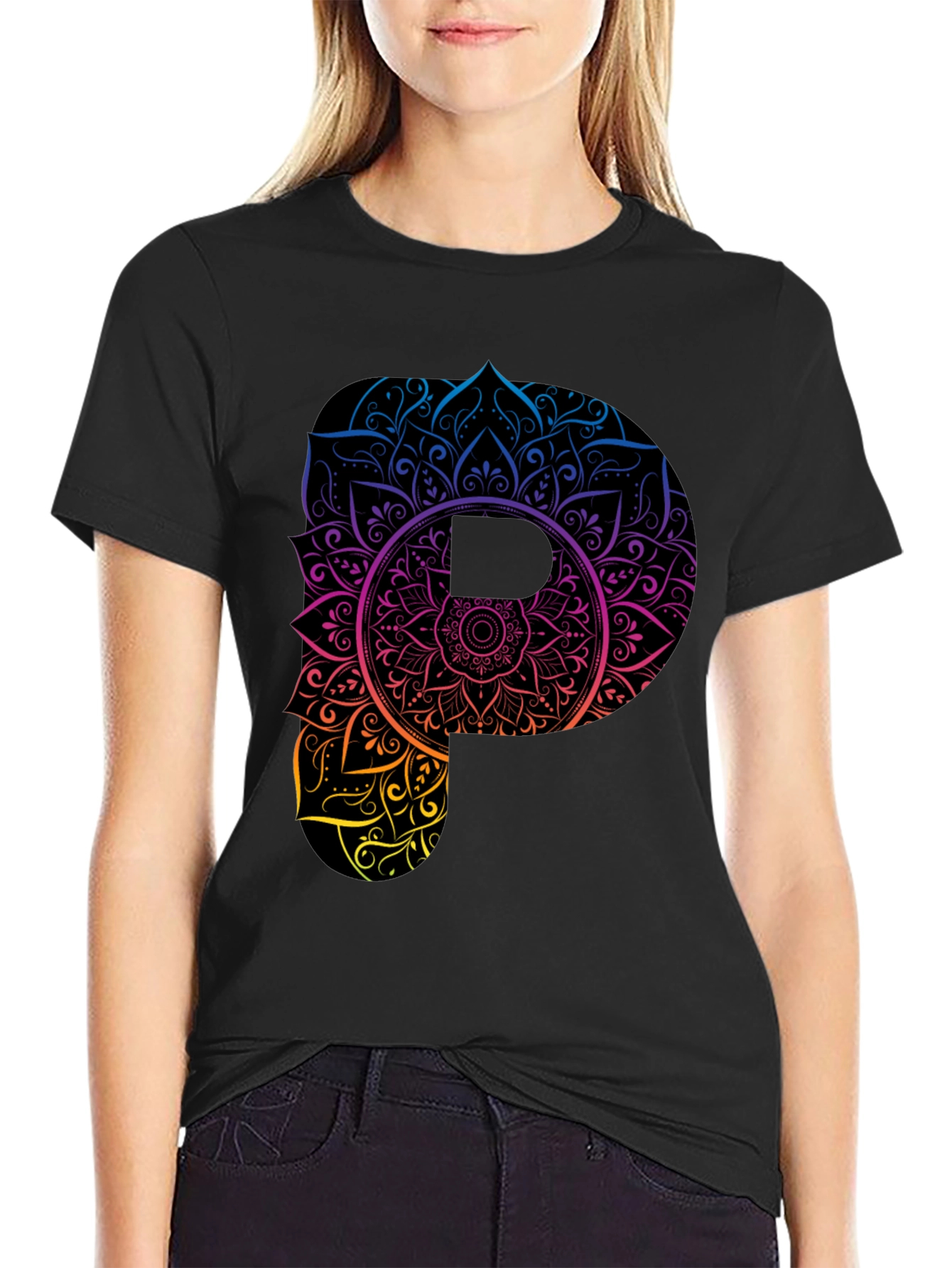 Mandala P Graphic Black T-Shirt