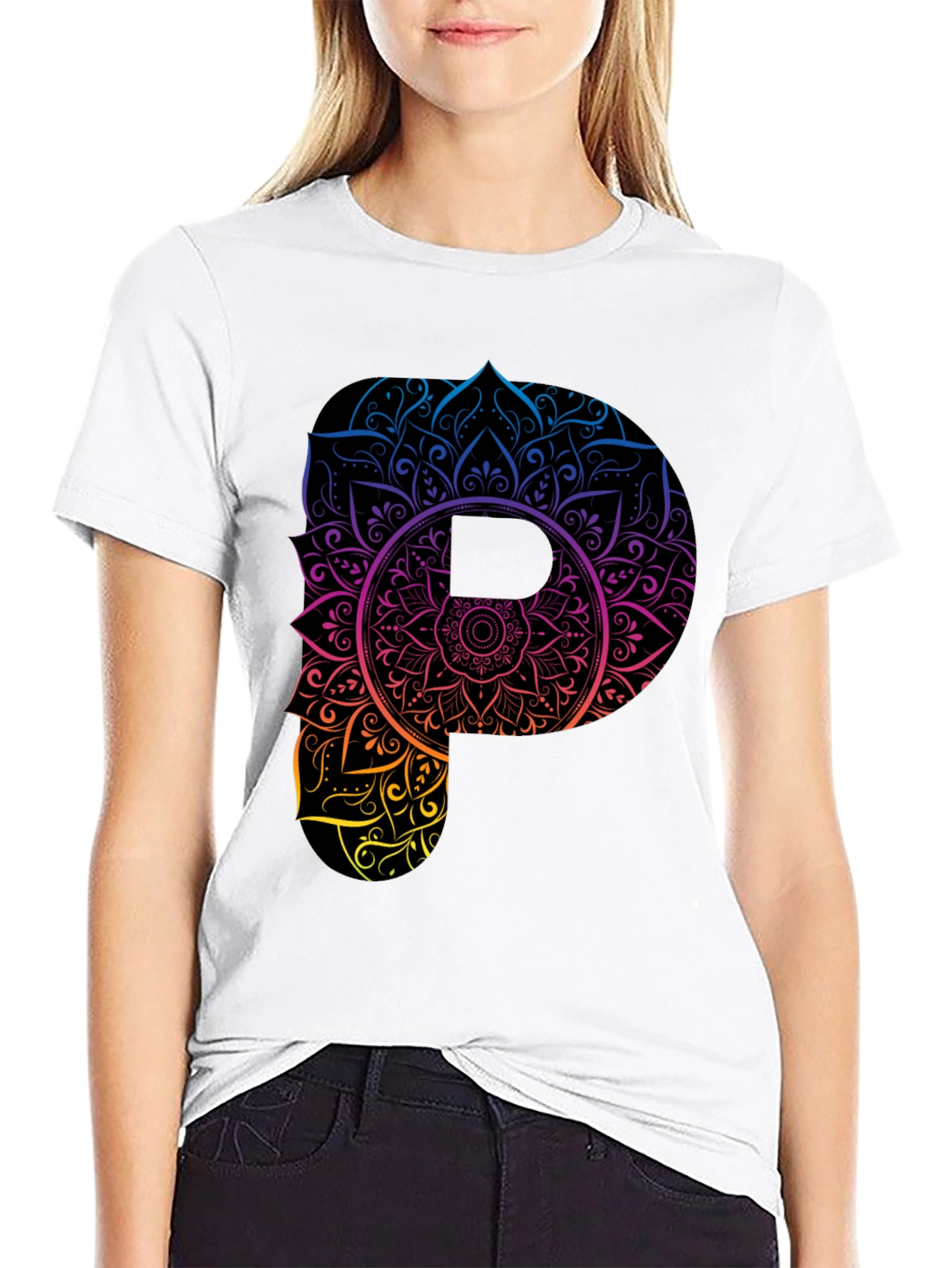 Mandala P Graphic Black T-Shirt
