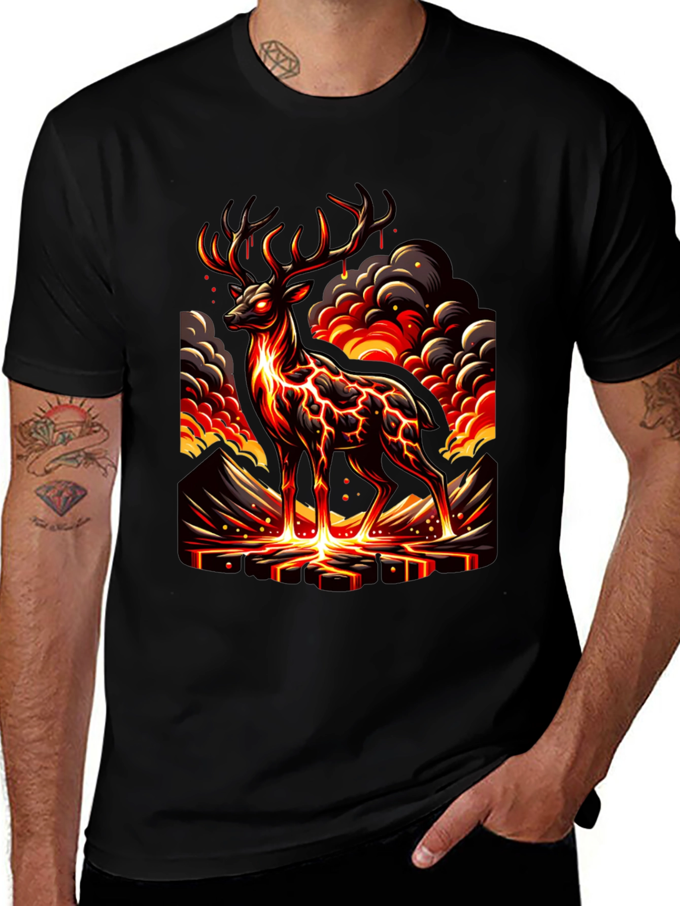 Lava Deer Graphic Tee - Mens Black T-Shirt