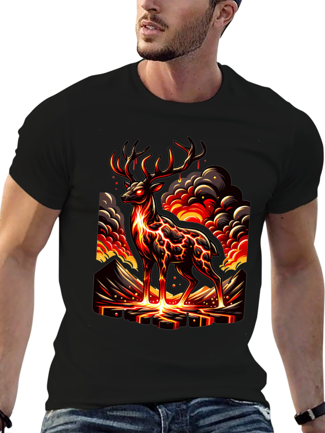 Lava Deer Graphic Tee - Mens Black T-Shirt