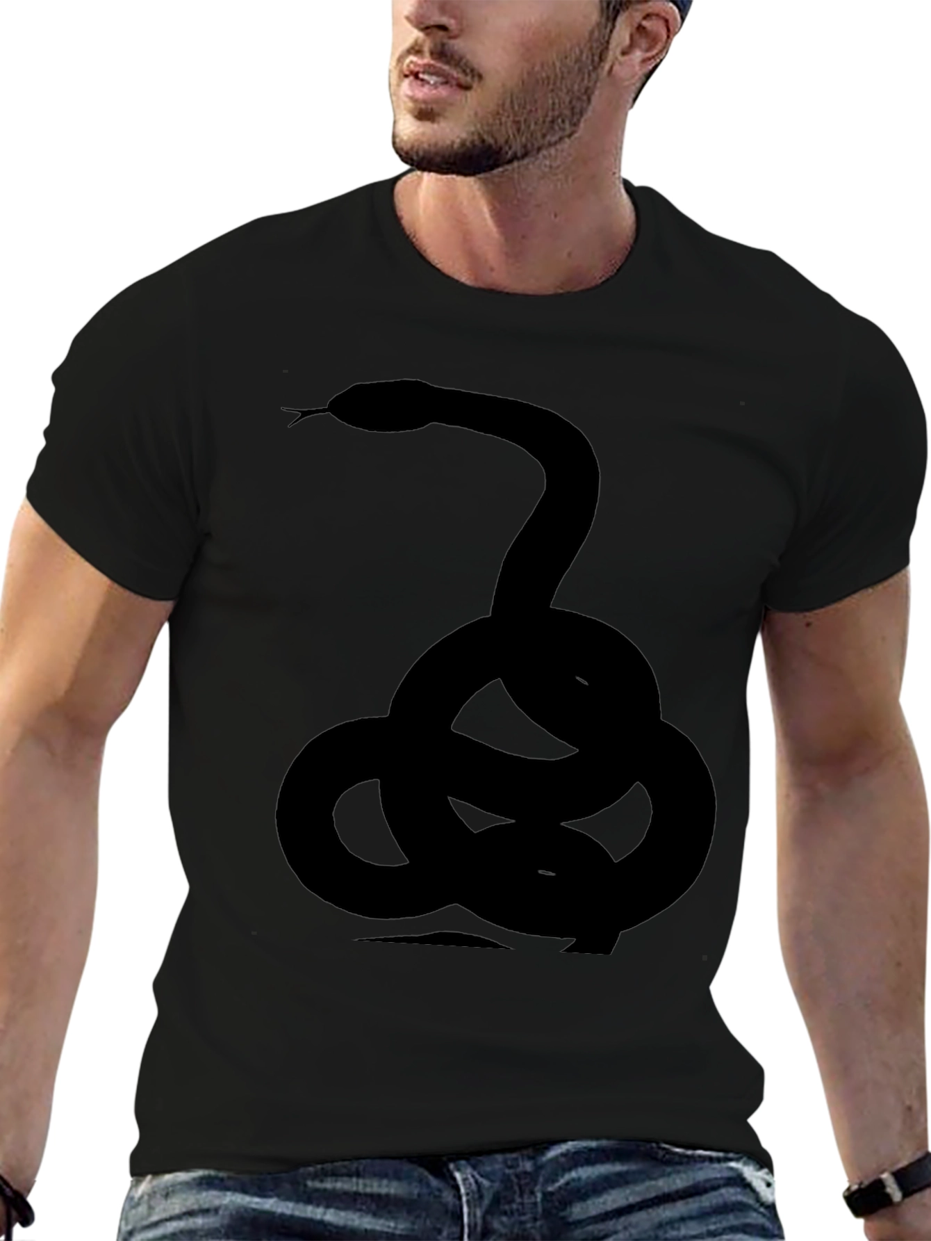 Coiled Snake Graphic Tee - Black