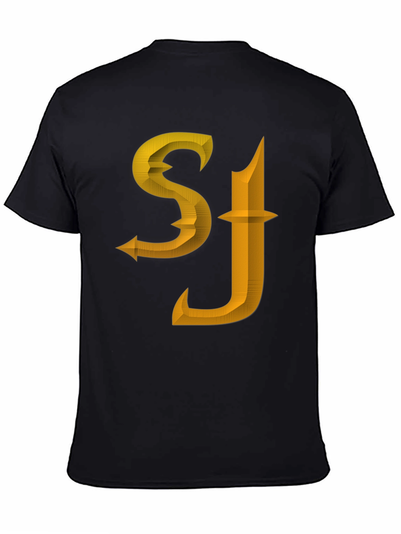SJ Initials Black Tee - Modern Design