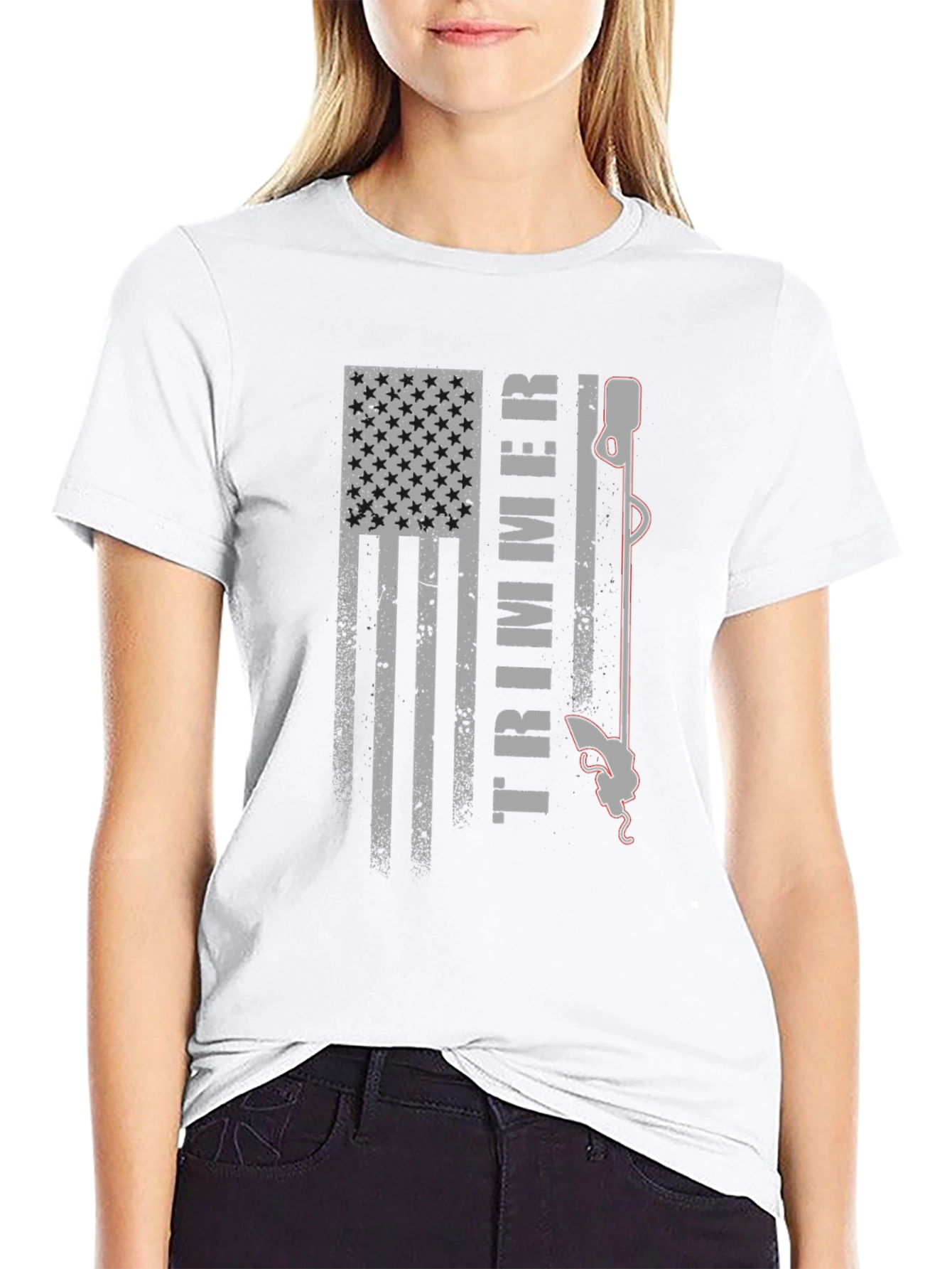 American Flag Trimmer Graphic Tee - Patriotic