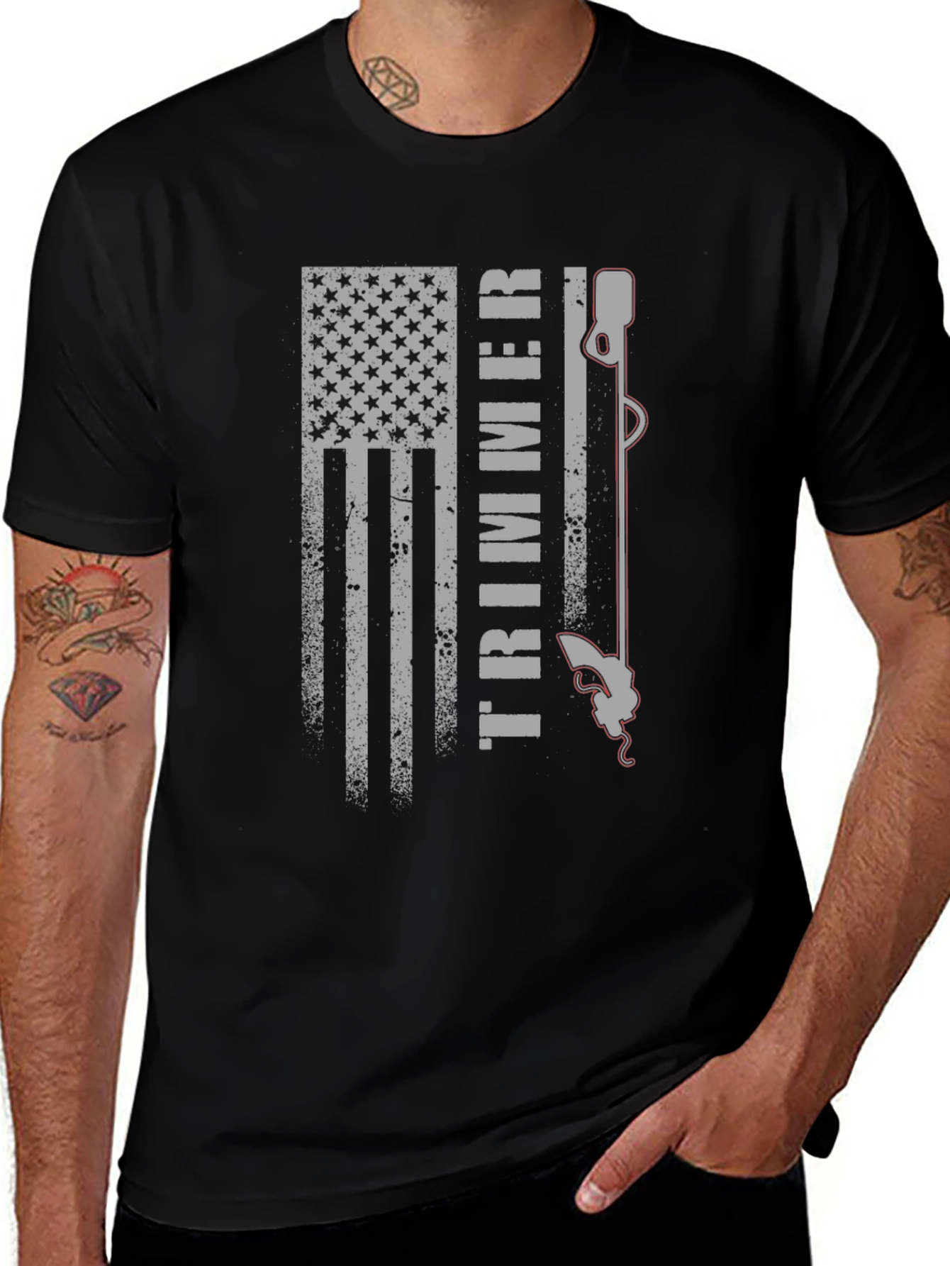 American Flag Trimmer Graphic Tee - Patriotic