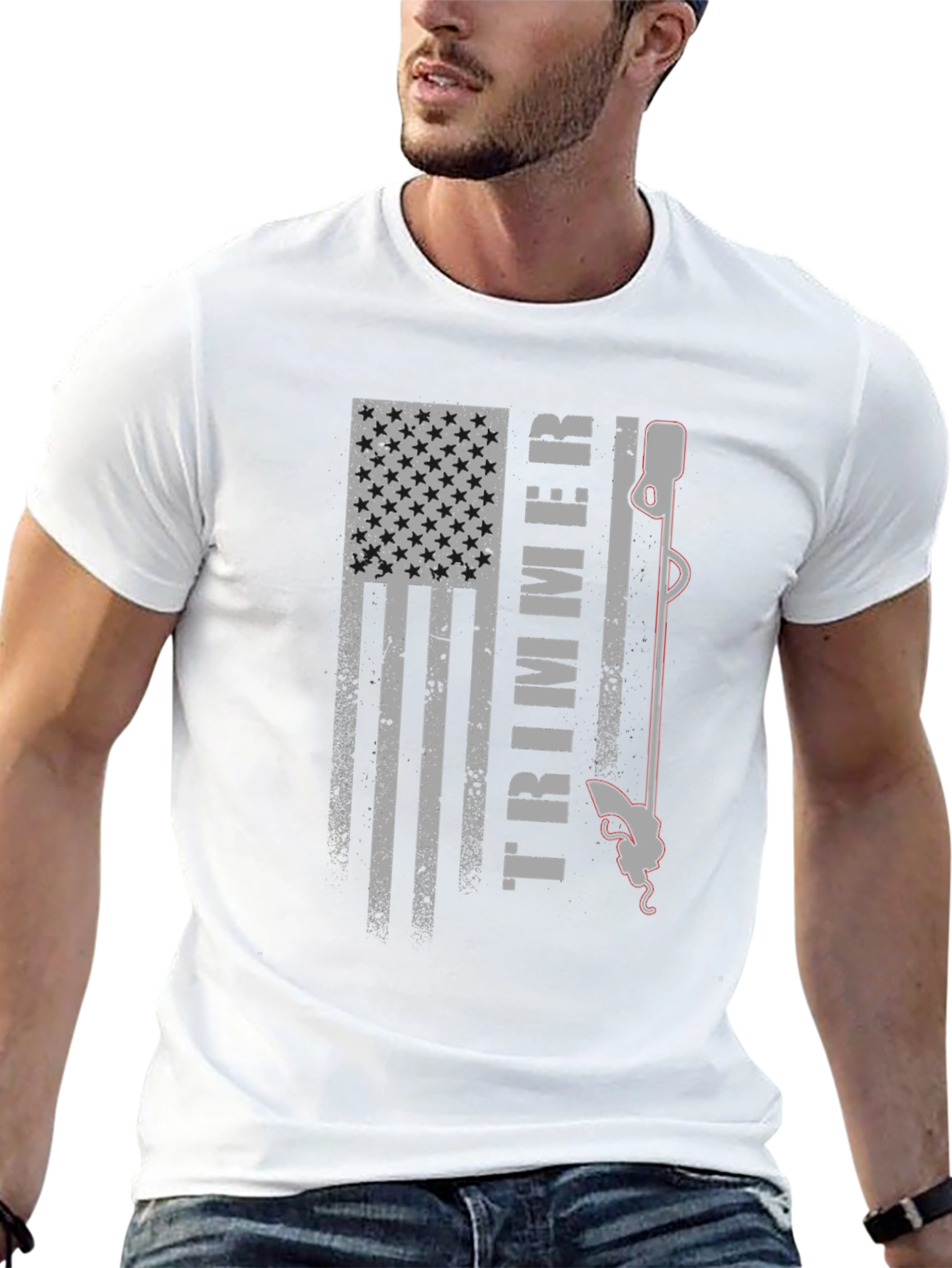 American Flag Trimmer Graphic Tee - Patriotic