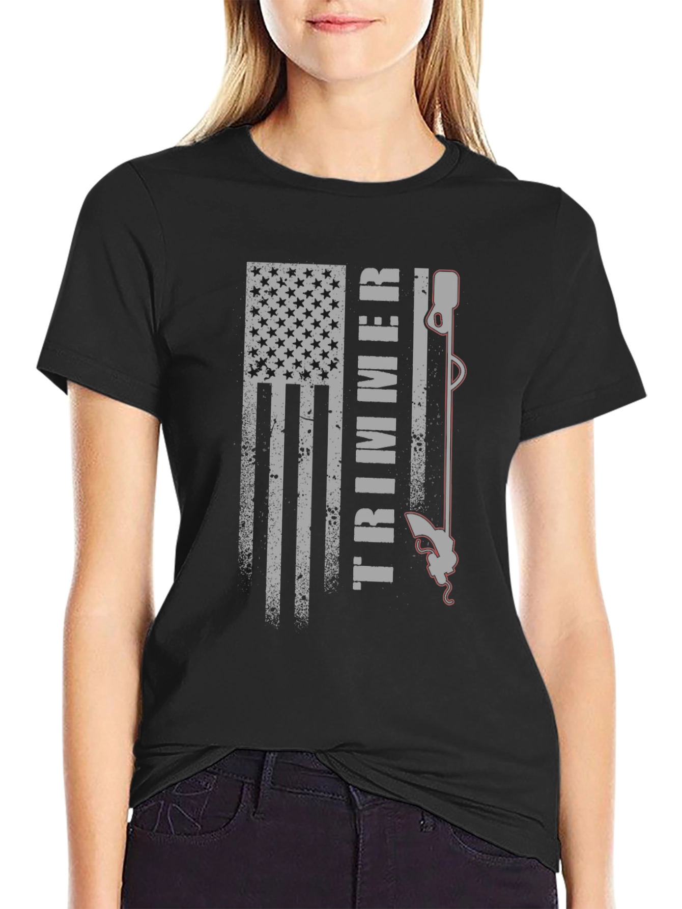 American Flag Trimmer Graphic Tee - Patriotic