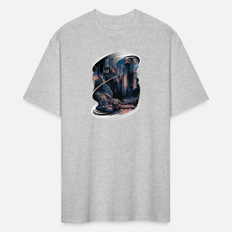 Urban Nightscape with Futuristic Buses