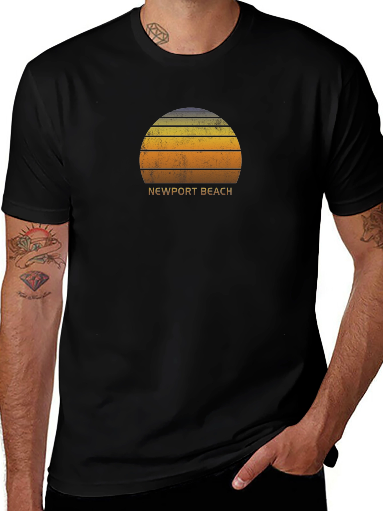 Newport Beach Retro Sunset Graphic Tee