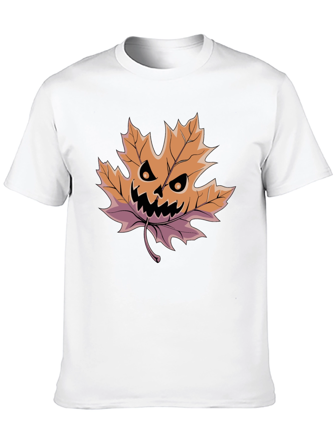 Halloween Leaf Pumpkin T-Shirt - Spooky Season Style