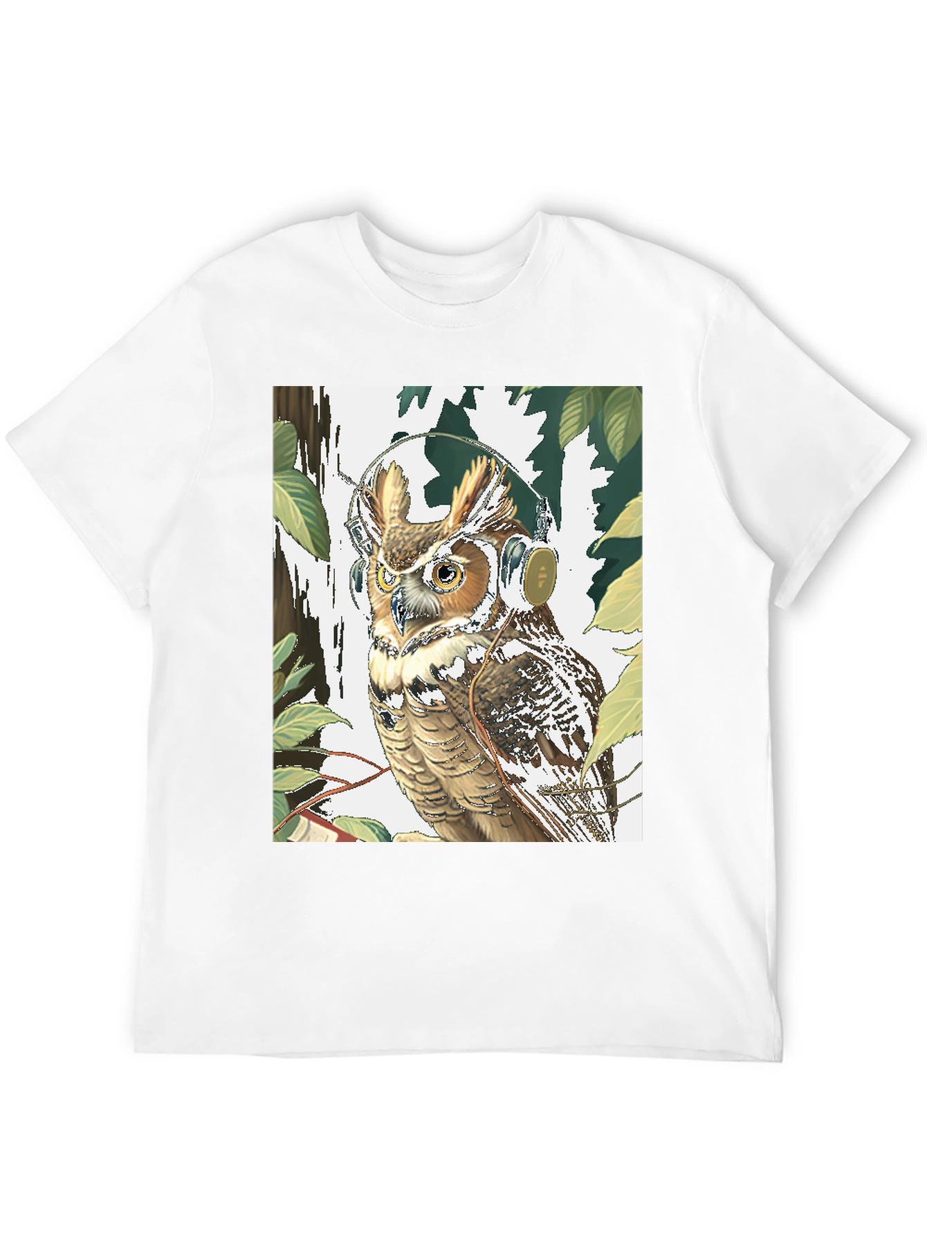 Owl With Headphones Graphic Tee