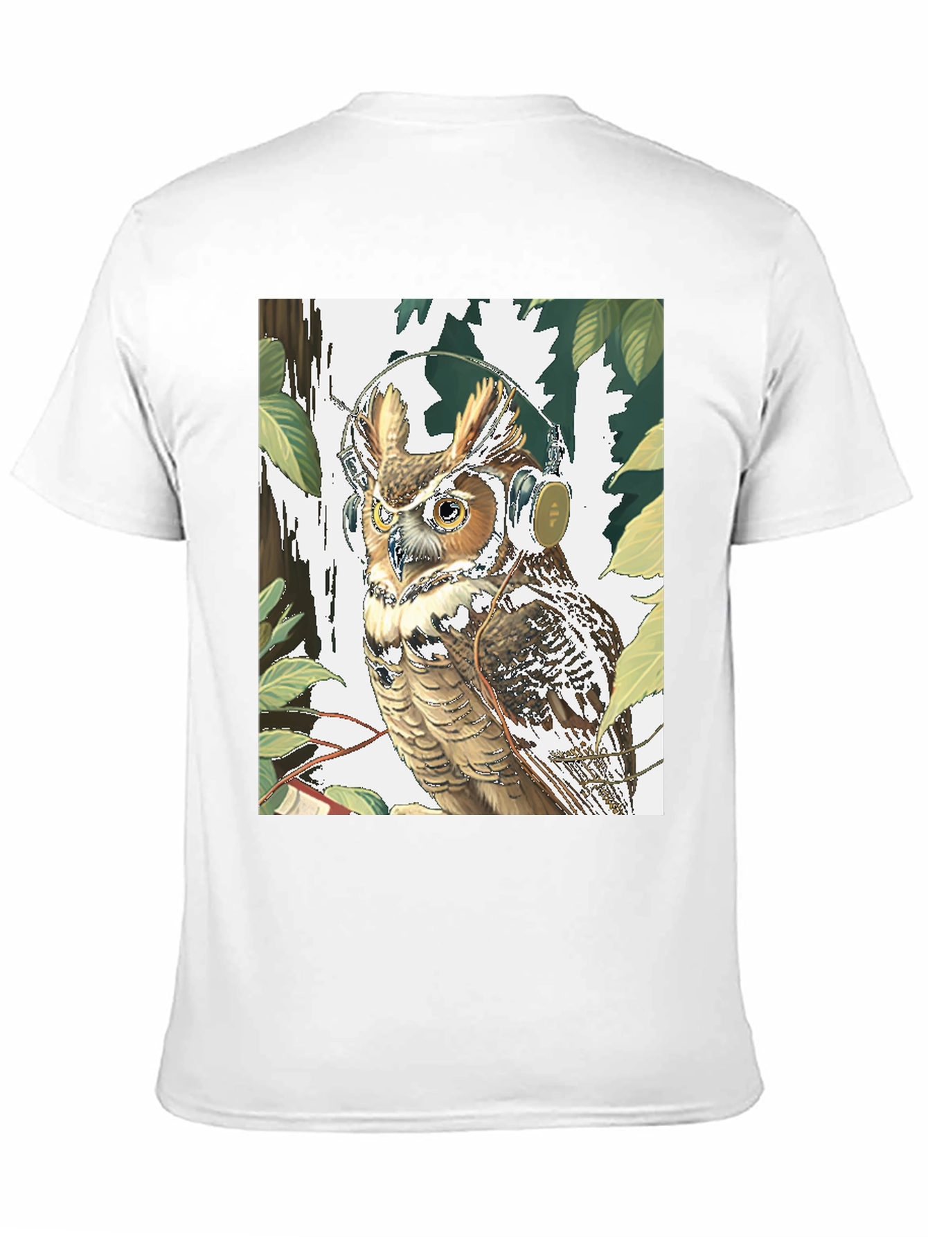 Owl With Headphones Graphic Tee