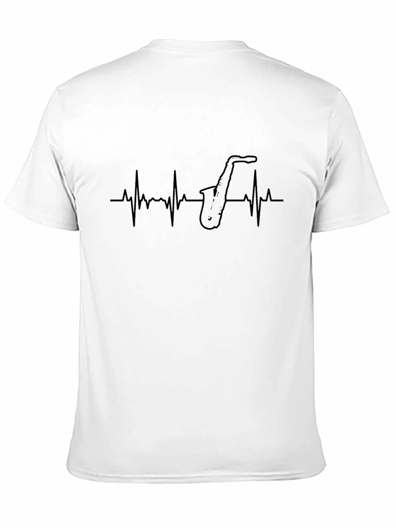 Saxophone Heartbeat Graphic Tee - Black