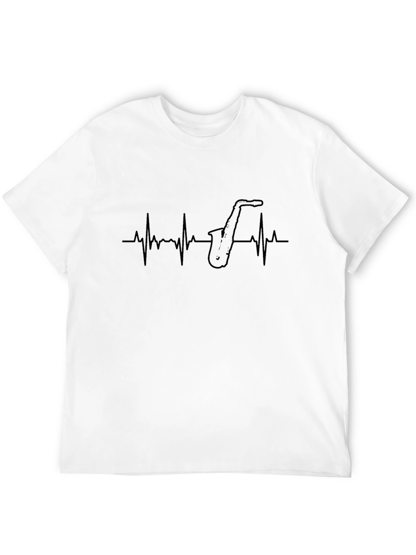 Saxophone Heartbeat Graphic Tee - Black