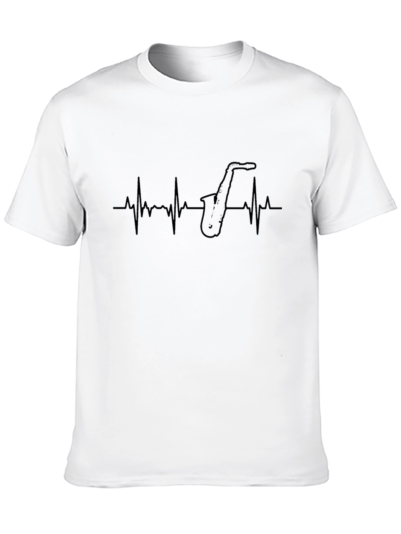 Saxophone Heartbeat Graphic Tee - Black