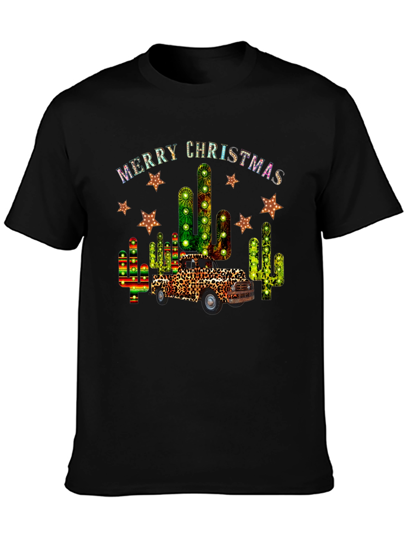 Merry Christmas Cactus Truck Graphic Tee