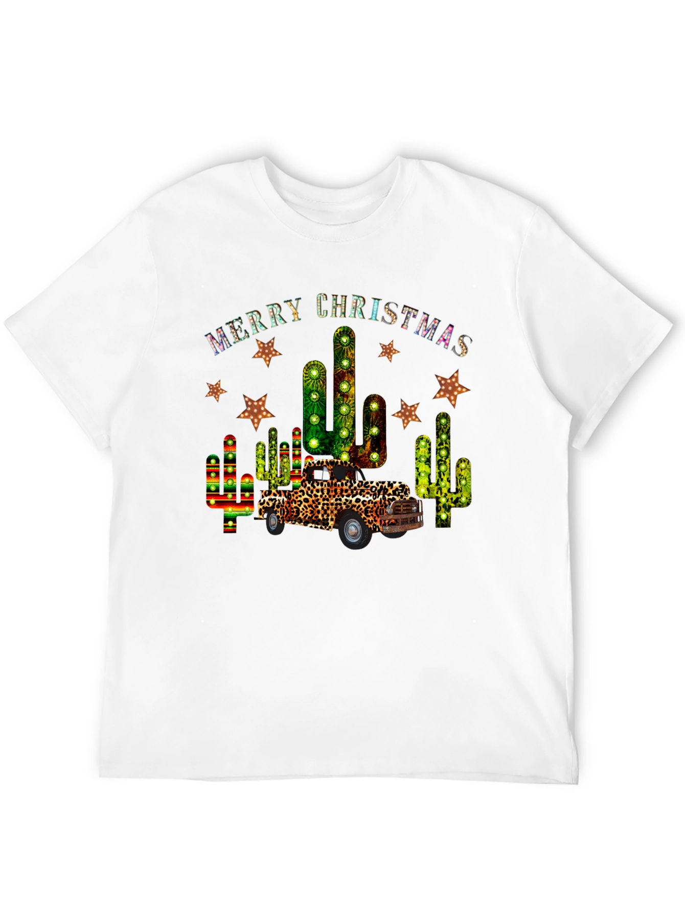 Merry Christmas Cactus Truck Graphic Tee