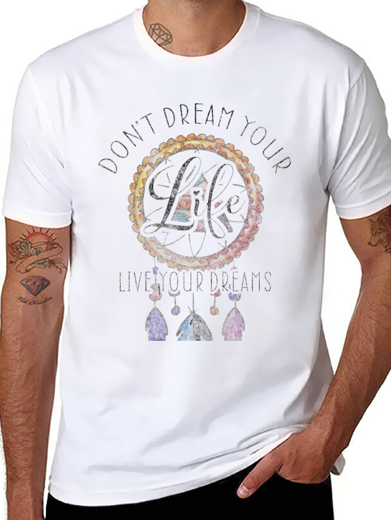Dreamcatcher Life Quote Mens Black T-Shirt