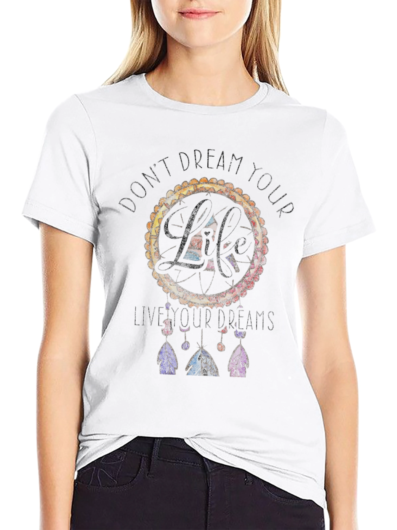 Dreamcatcher Life Quote Mens Black T-Shirt