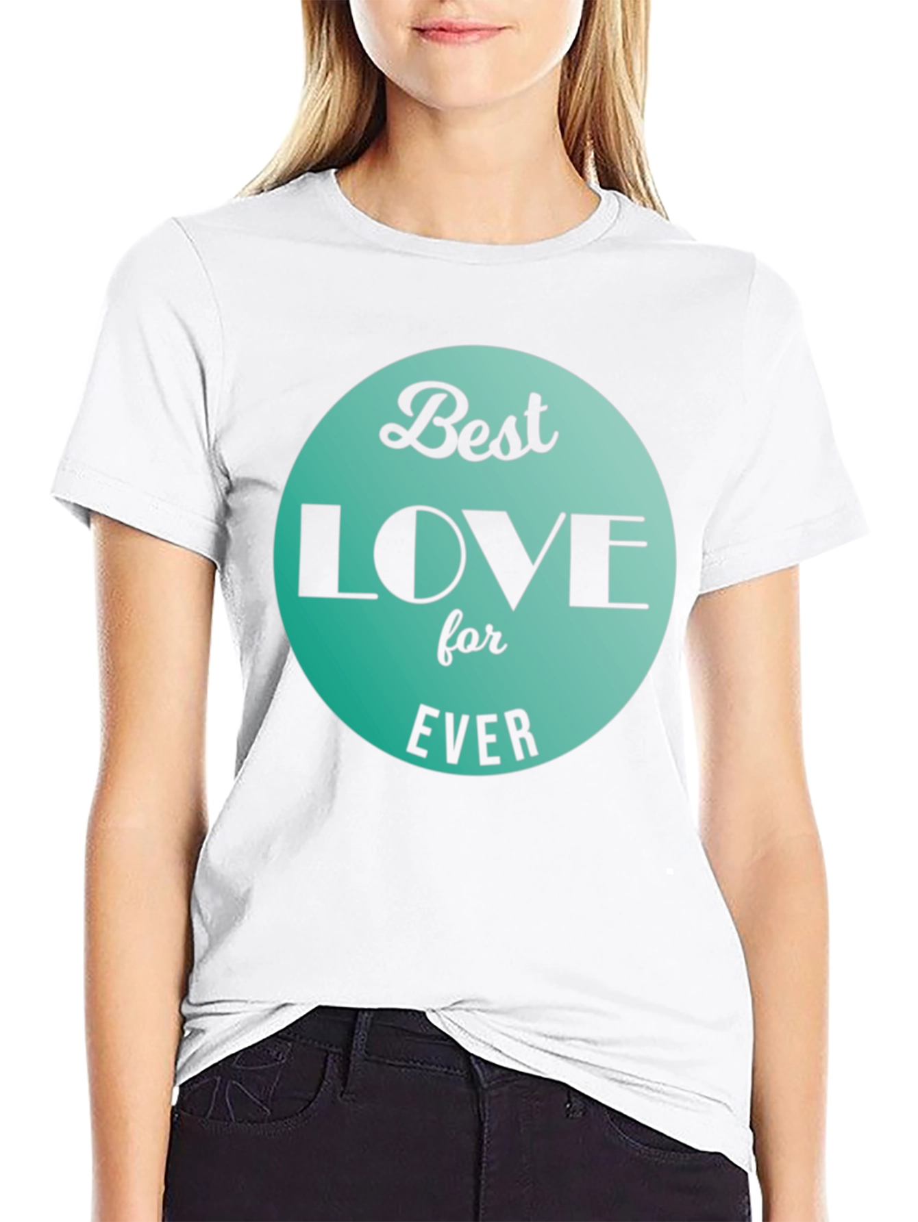 Best Love for Ever Graphic T-Shirt - Black