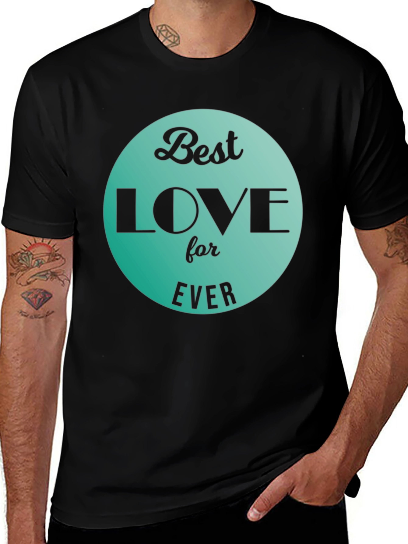 Best Love for Ever Graphic T-Shirt - Black