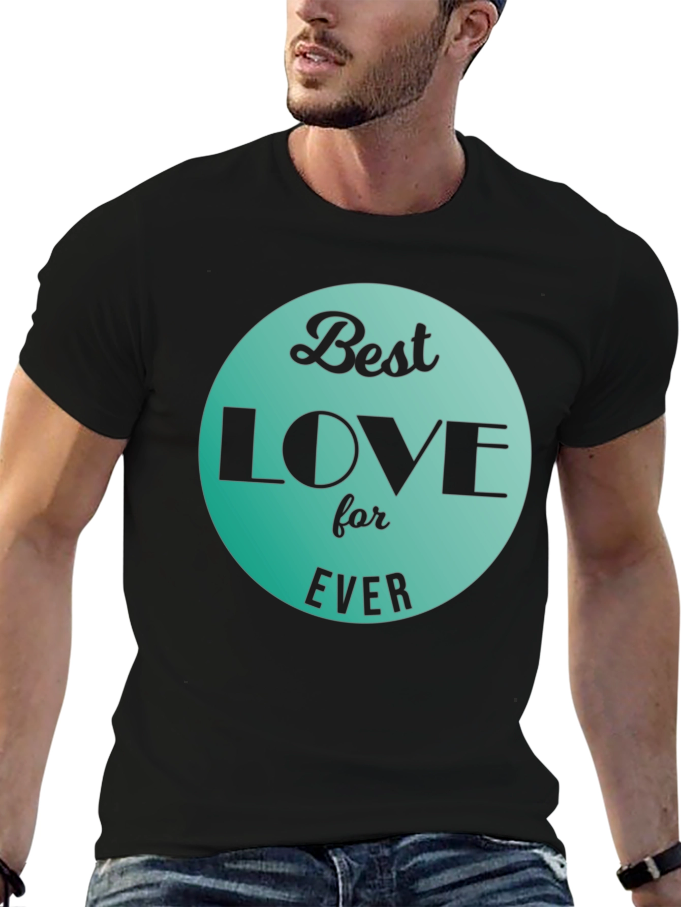 Best Love for Ever Graphic T-Shirt - Black