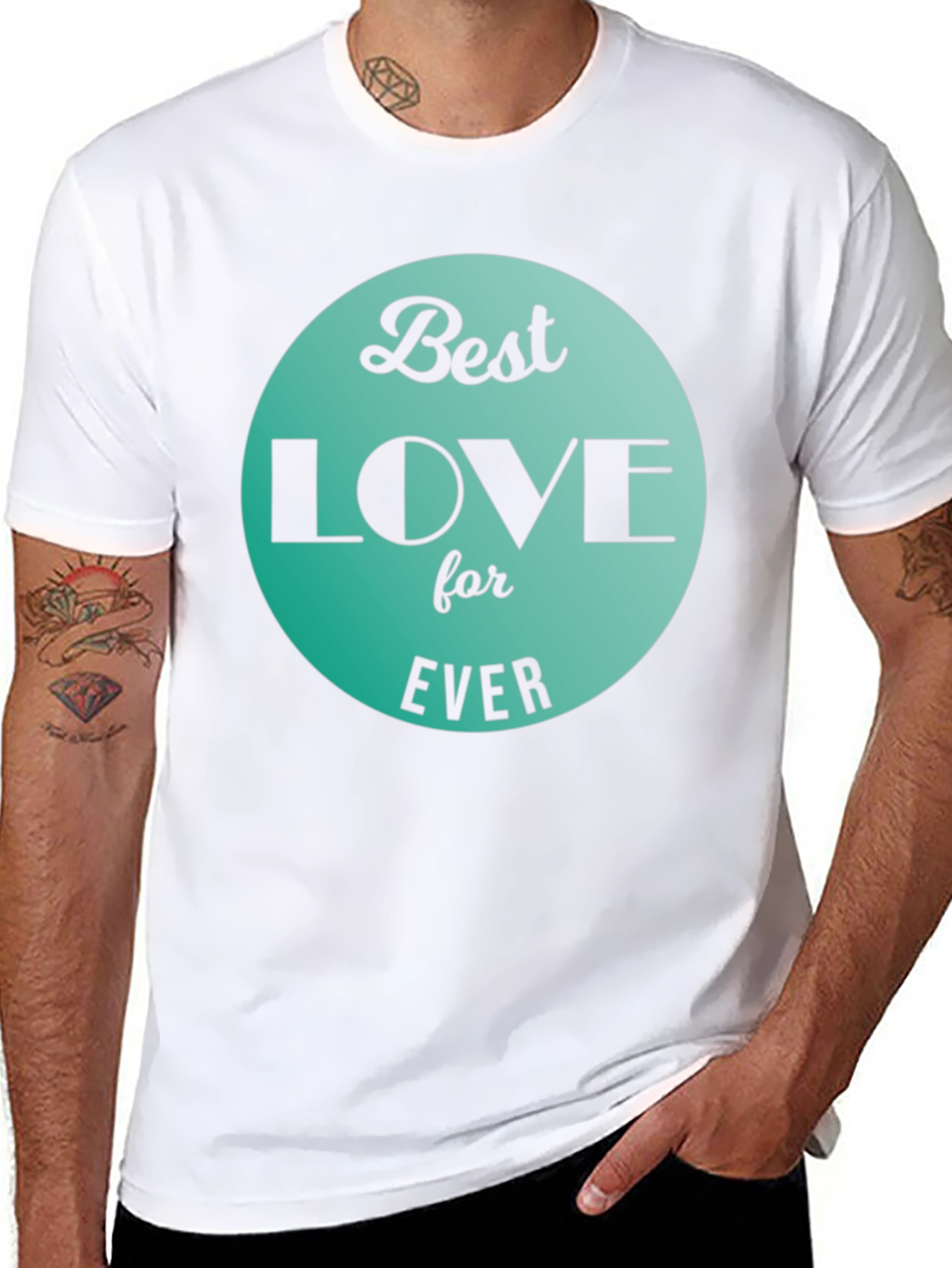 Best Love for Ever Graphic T-Shirt - Black