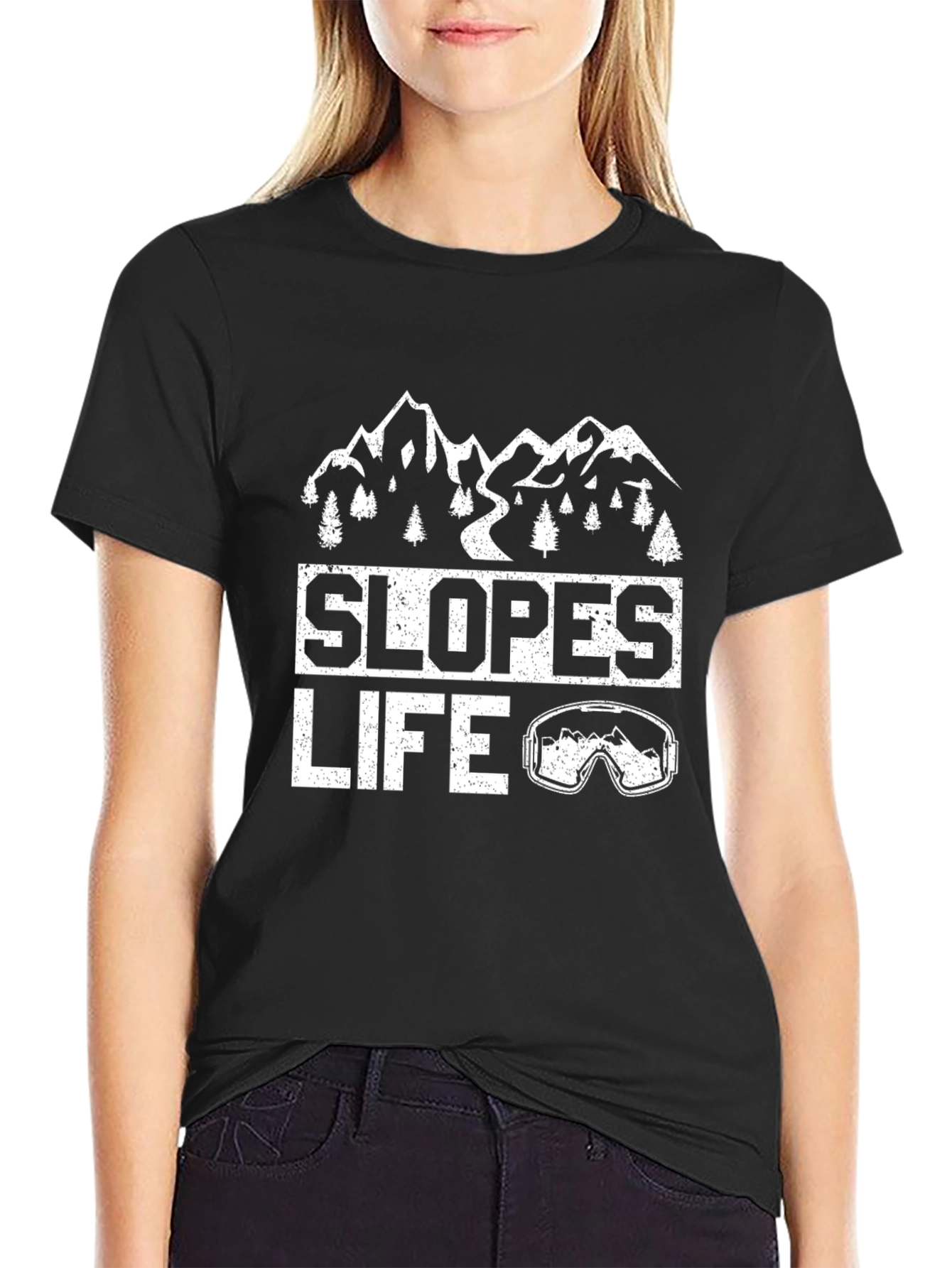Slopes Life Graphic Tee - Black Cotton T-Shirt