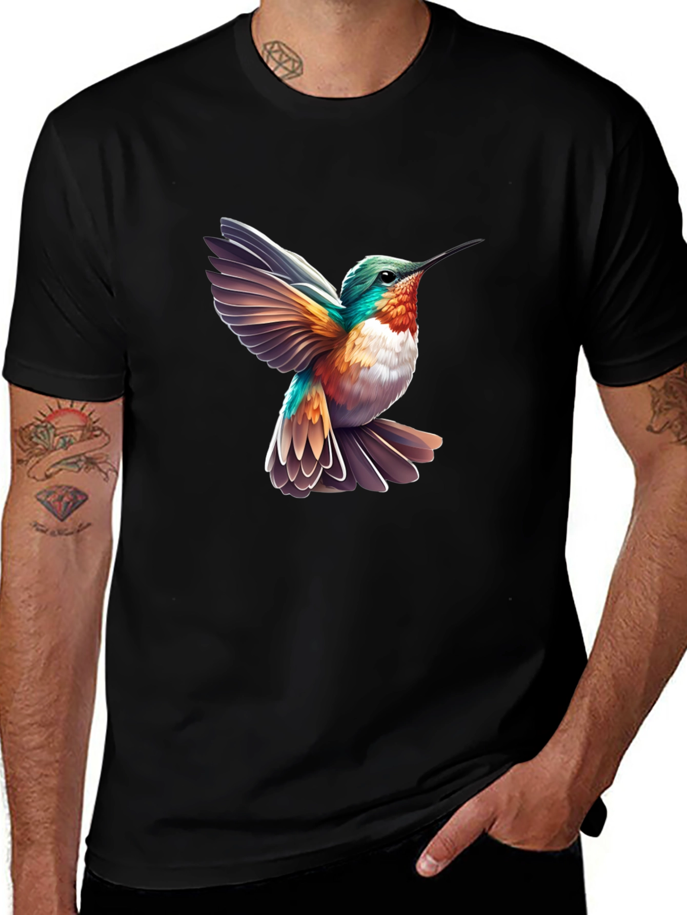 Hummingbird Graphic Black T-Shirt