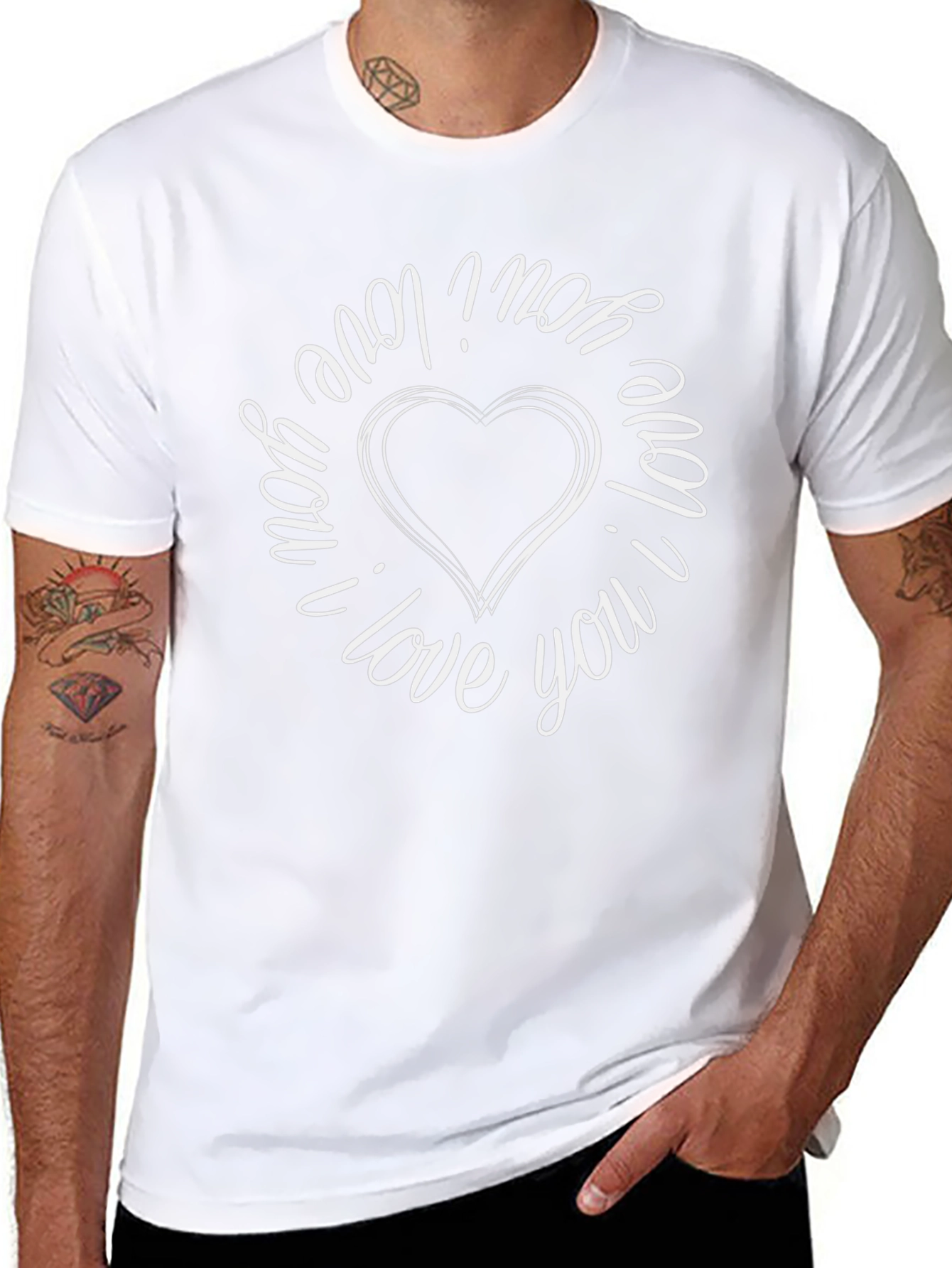 I Love You Heart Graphic Tee - Black
