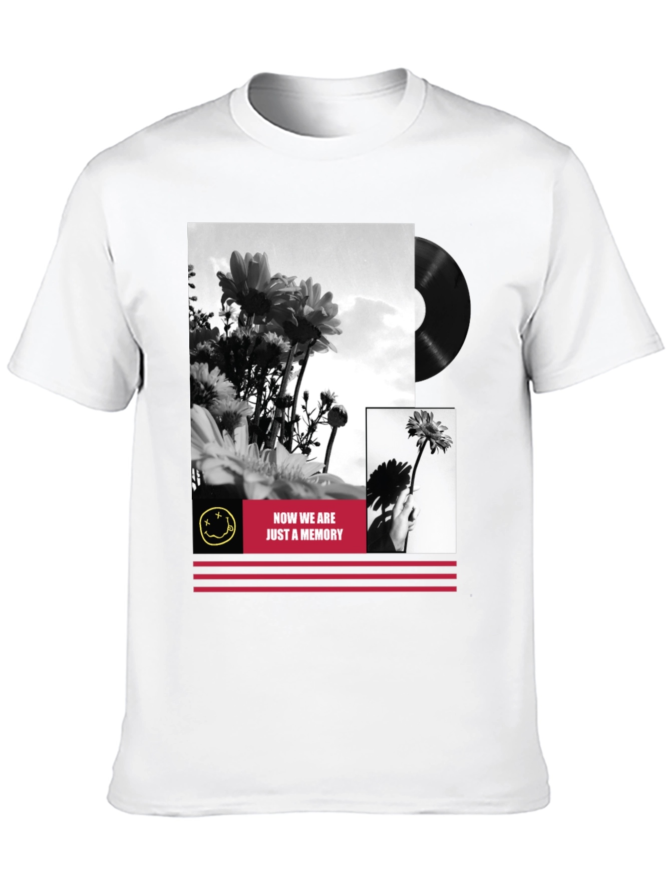 Black Floral Grunge Graphic Tee