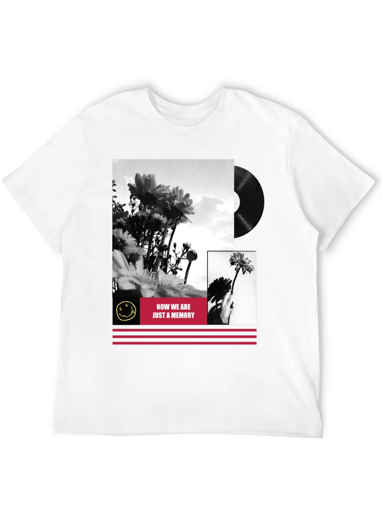 Black Floral Grunge Graphic Tee