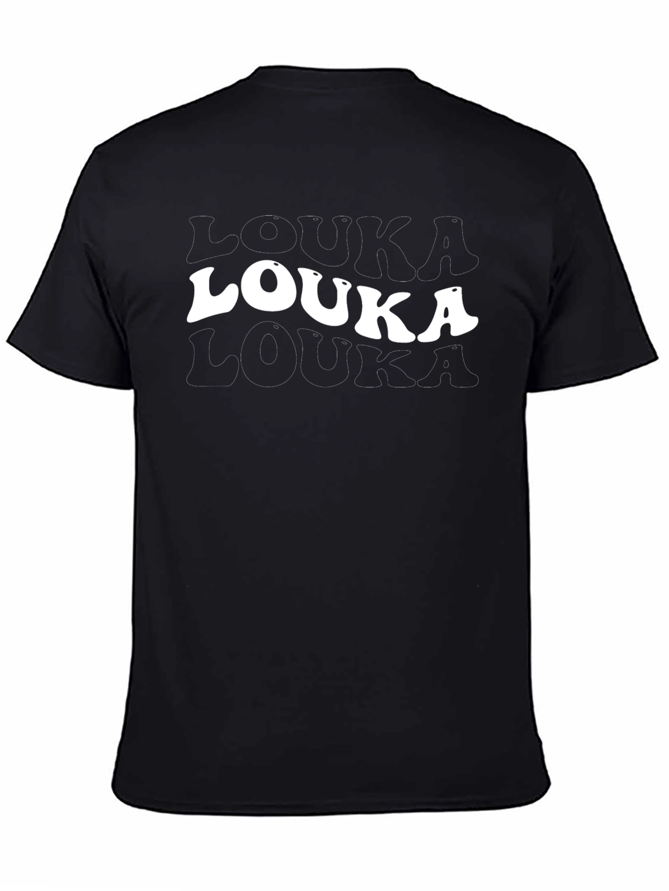 Louka T-Shirt - Black Cotton Retro Design