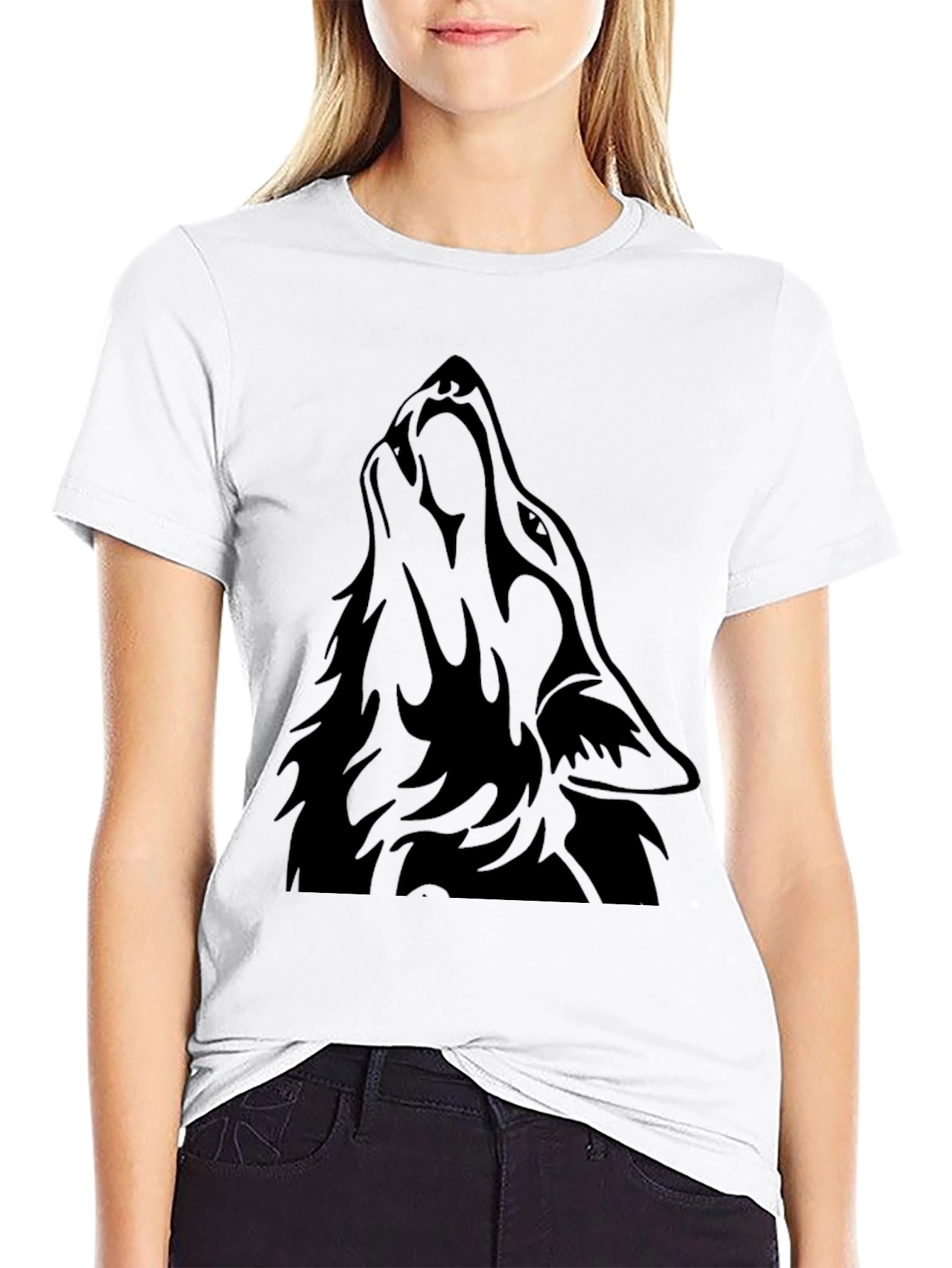 Mens Black Wolf Graphic T-Shirt