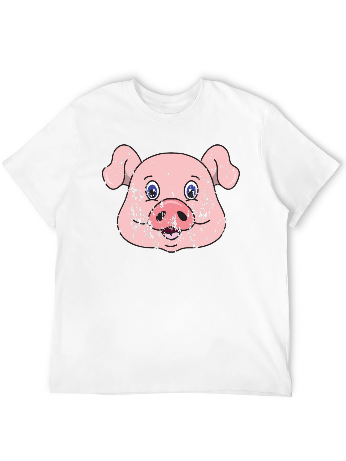 Funny Pig Face Graphic Print Black T-Shirt