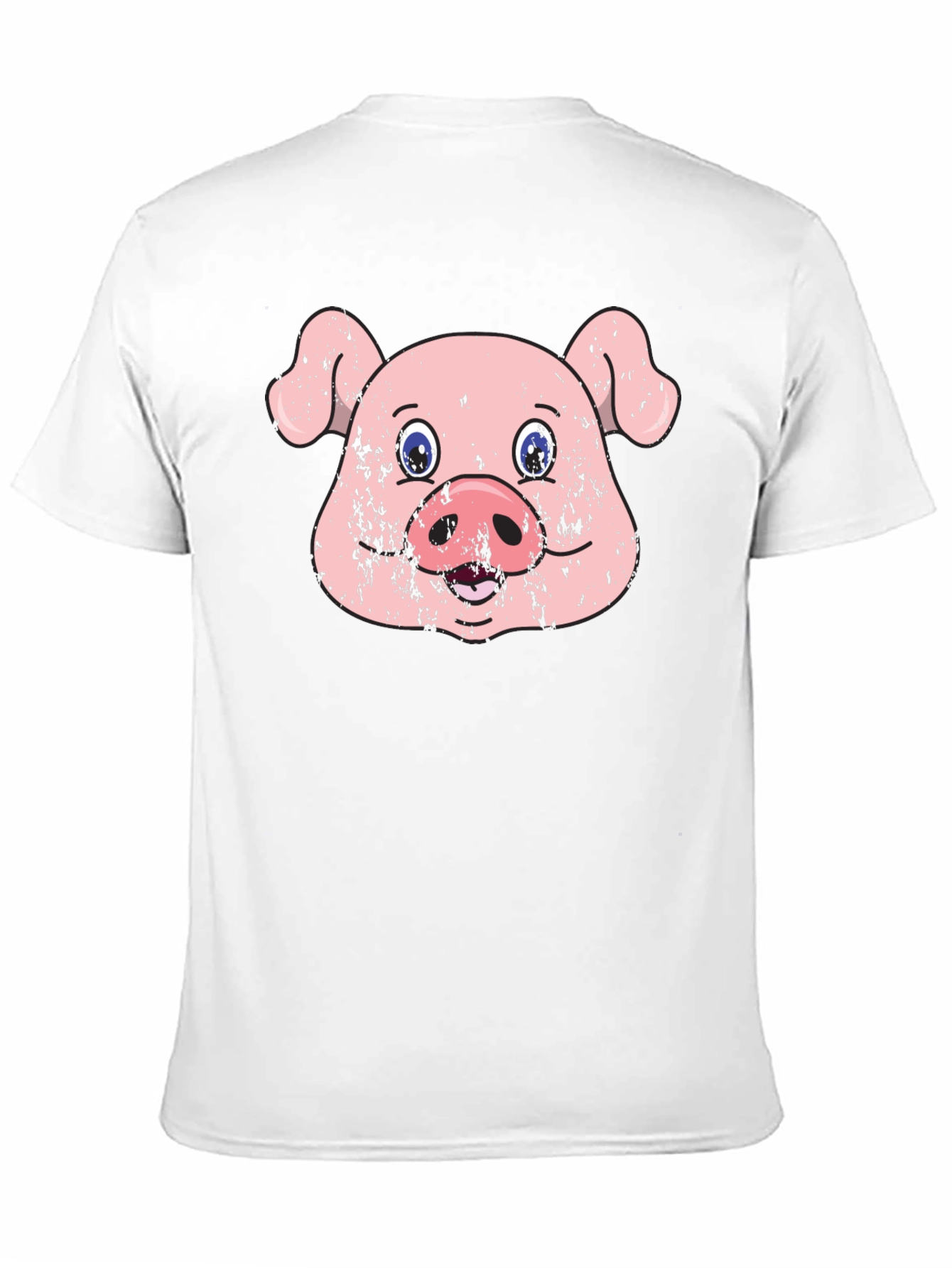 Funny Pig Face Graphic Print Black T-Shirt