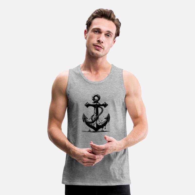 Vintage Old Wet Anchor With Rope