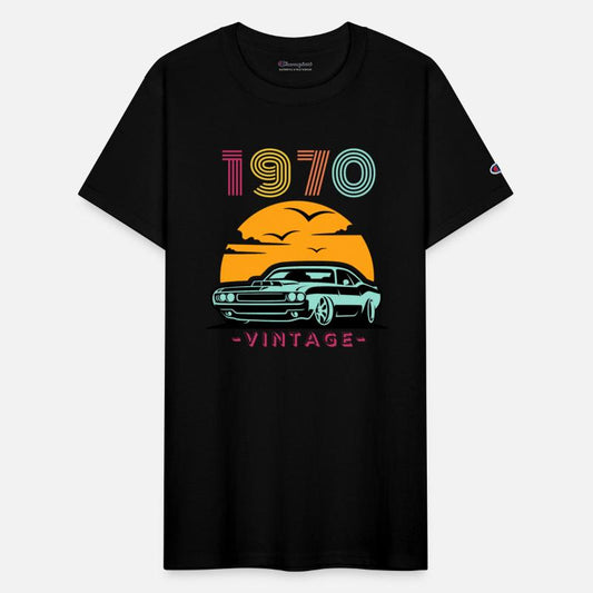 Vintage Retro Sunset Muscle Car 1970s Nostalgia